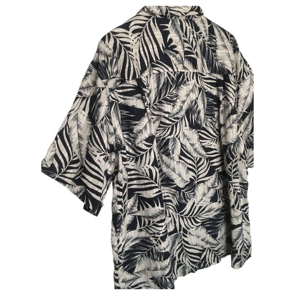 Cubavera Shirt Mens 2X Linen Palm Leaves Short Sleeve Button Up Hawaiian Black - Picture 10 of 12